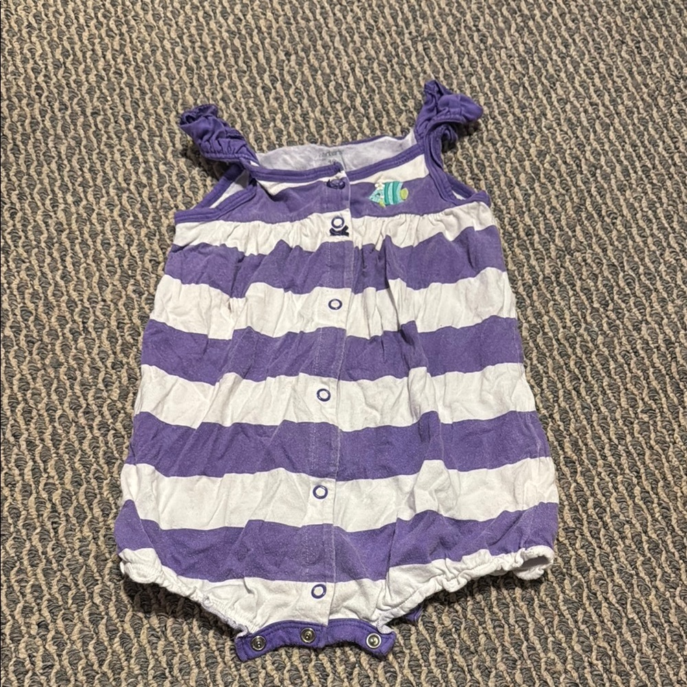 Carter's Purple and White Striped Bodysuit